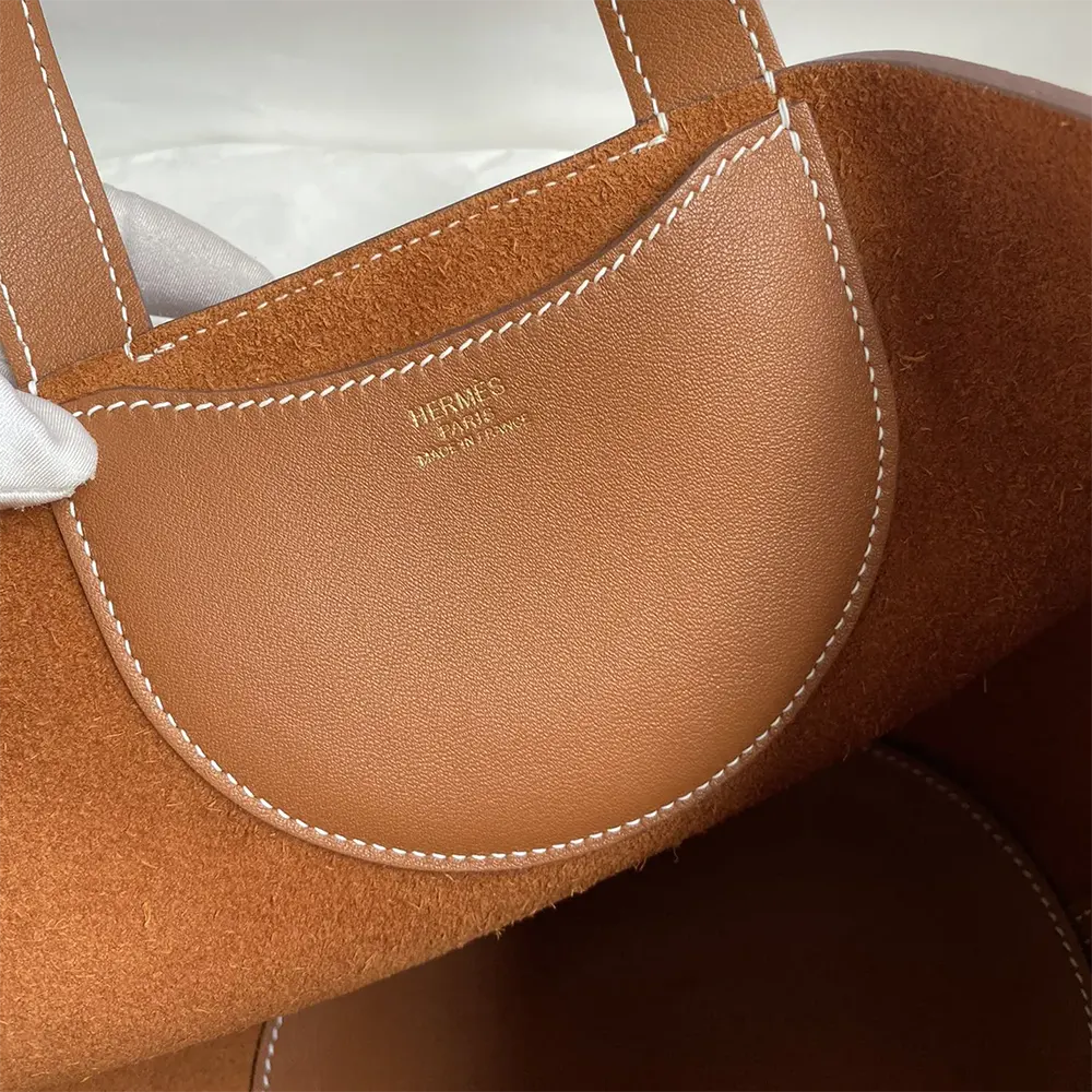 Hermes Women In the Loop 18 Handbag Clemence Leather-Brown/Gold - image 8