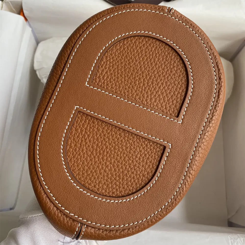 Hermes Women In the Loop 18 Handbag Clemence Leather-Brown/Silver - image 4