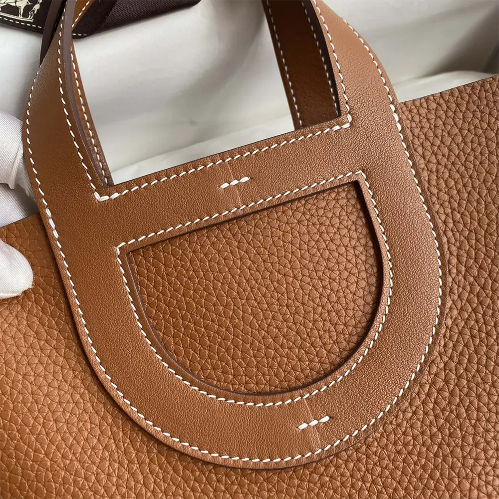 Hermes Women In the Loop 18 Handbag Clemence Leather-Brown/Silver - image 6