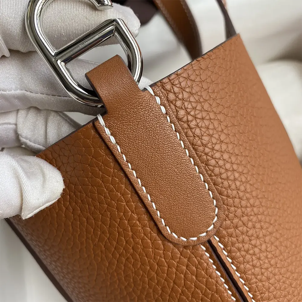 Hermes Women In the Loop 18 Handbag Clemence Leather-Brown/Silver - image 5