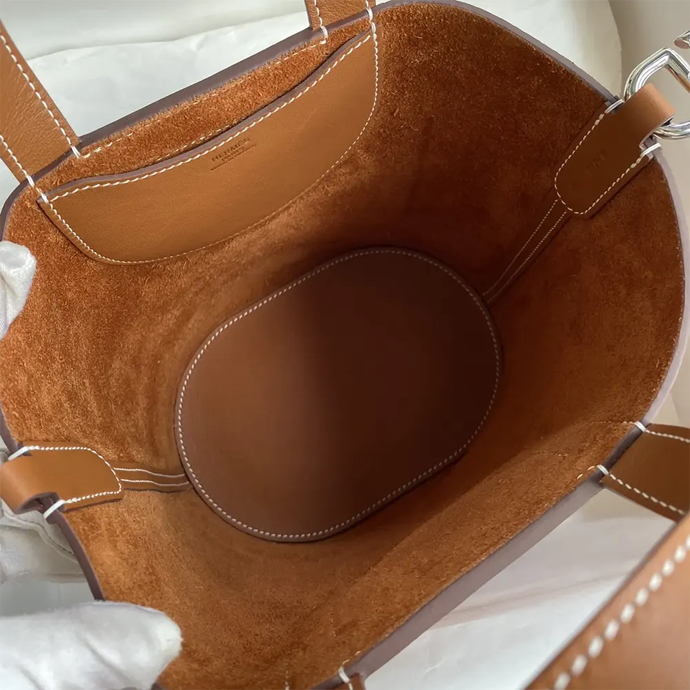 Hermes Women In the Loop 18 Handbag Clemence Leather-Brown/Silver - image 10