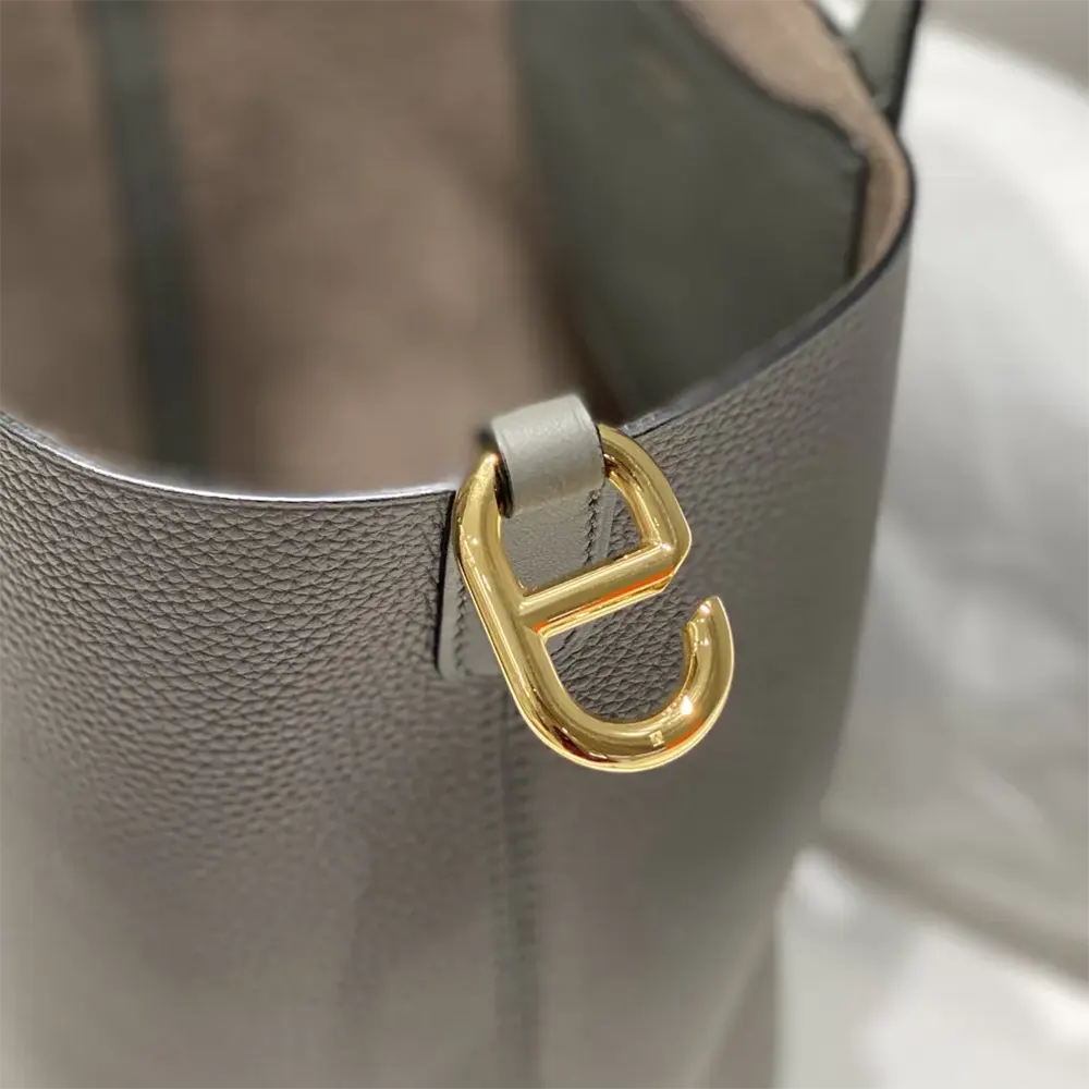 Hermes Women In the Loop 18 Handbag Clemence Leather-Gray/Gold - image 7