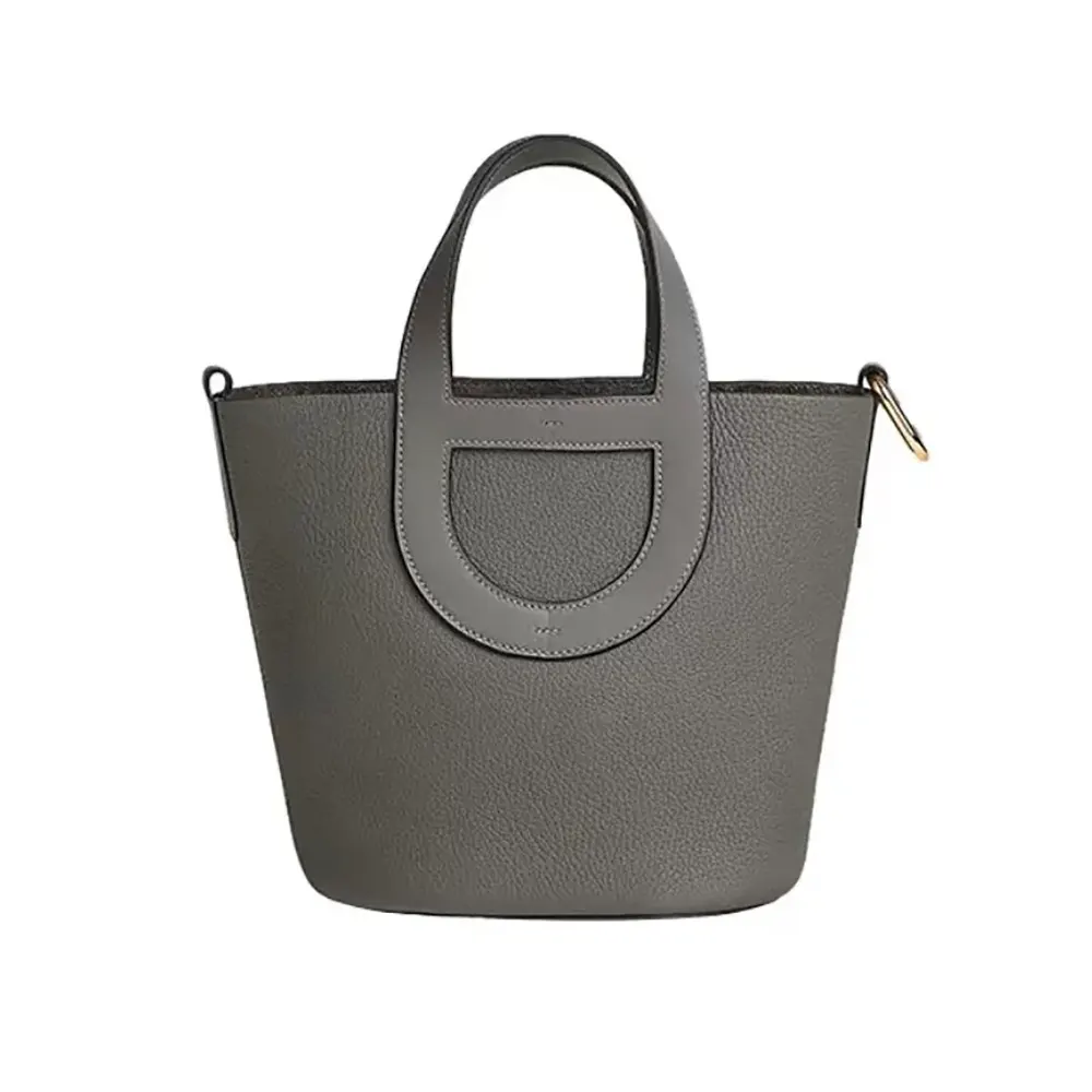 Hermes Women In the Loop 18 Handbag Clemence Leather-Gray/Silver