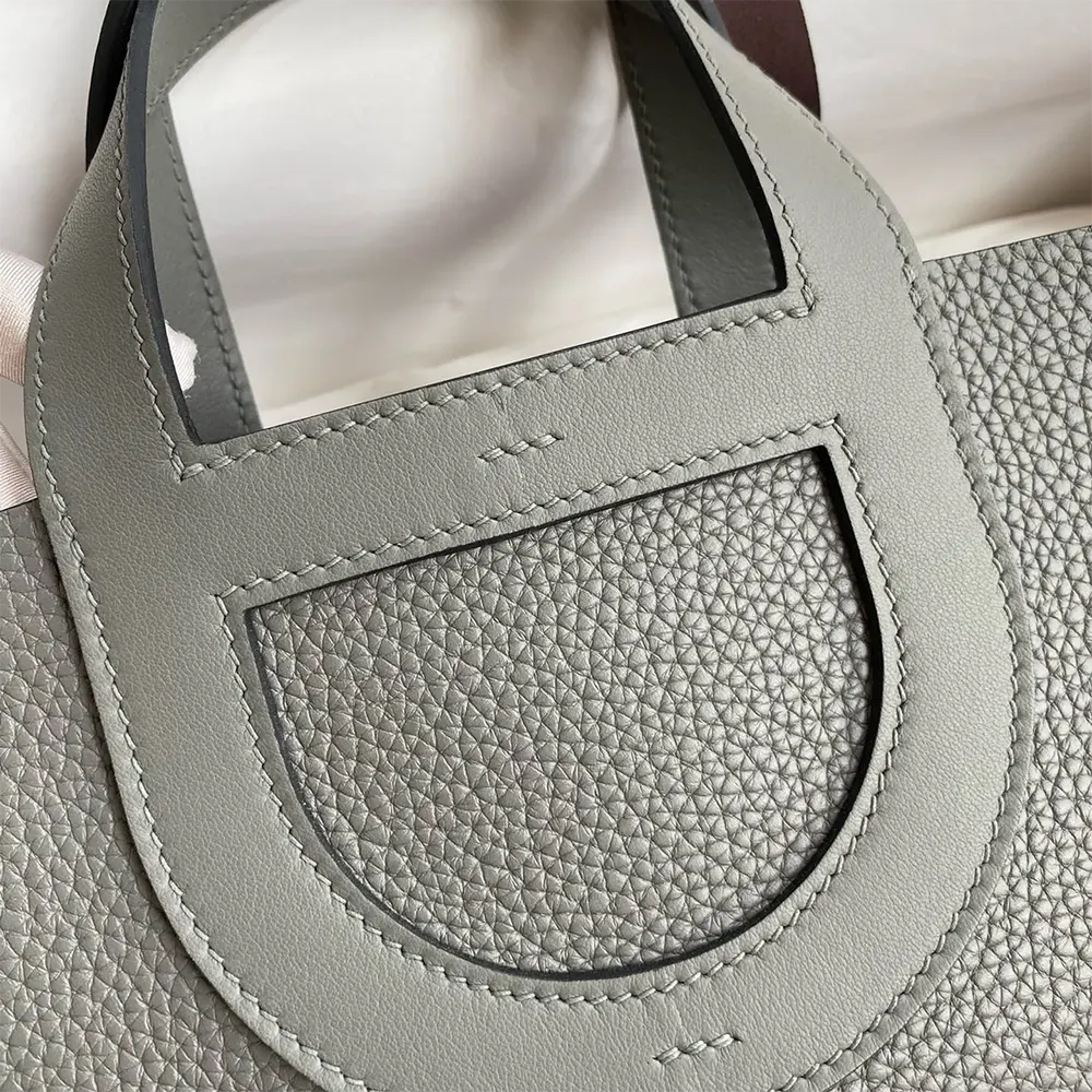 Hermes Women In the Loop 18 Handbag Clemence Leather-Gray/Silver - image 6