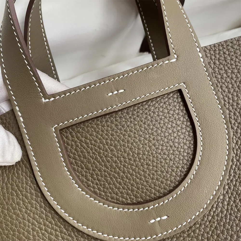 Hermes Women In the Loop 18 Handbag Clemence Leather-Grey/Silver - image 5