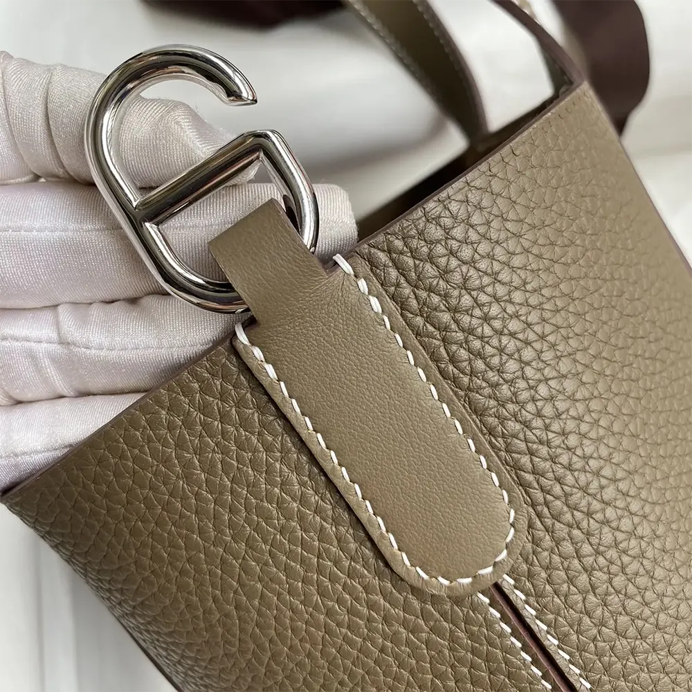 Hermes Women In the Loop 18 Handbag Clemence Leather-Grey/Silver - image 7