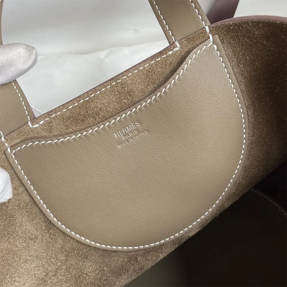 Hermes Women In the Loop 18 Handbag Clemence Leather-Grey/Silver - image 6
