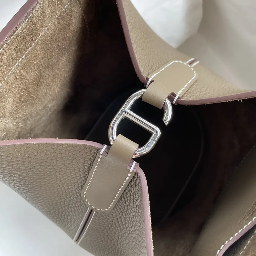 Hermes Women In the Loop 18 Handbag Clemence Leather-Grey/Silver - image 8