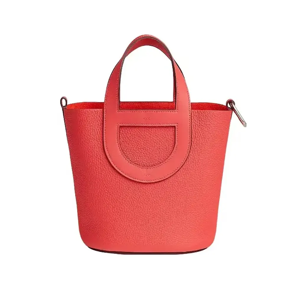 Hermes Women In the Loop 18 Handbag Clemence Leather-Pink/Silver