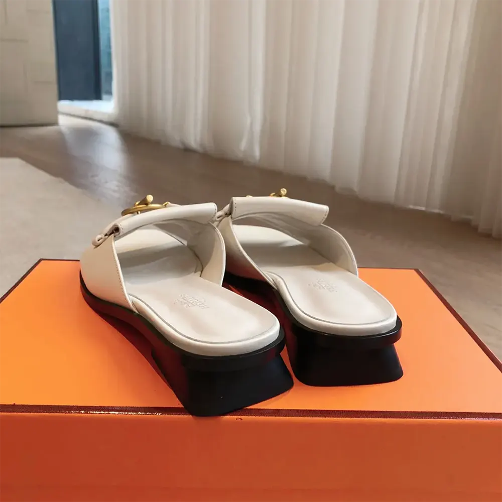Hermes Women Isle Sandal in Calfskin Leather-White H241145Z - image 7