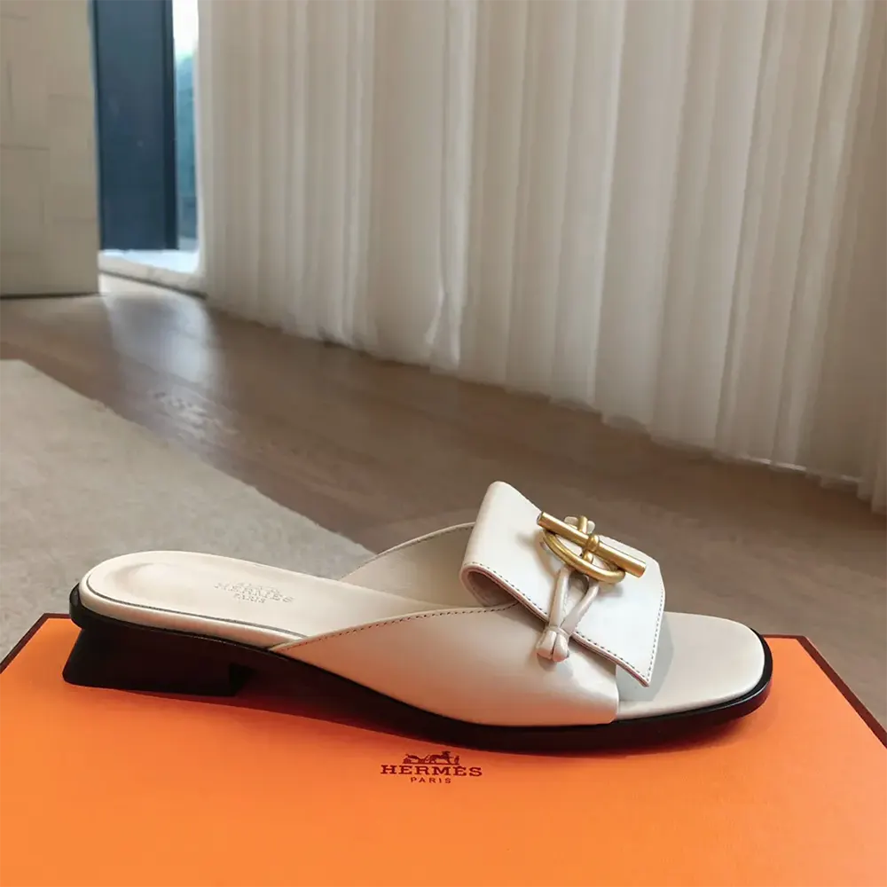 Hermes Women Isle Sandal in Calfskin Leather-White H241145Z - image 6