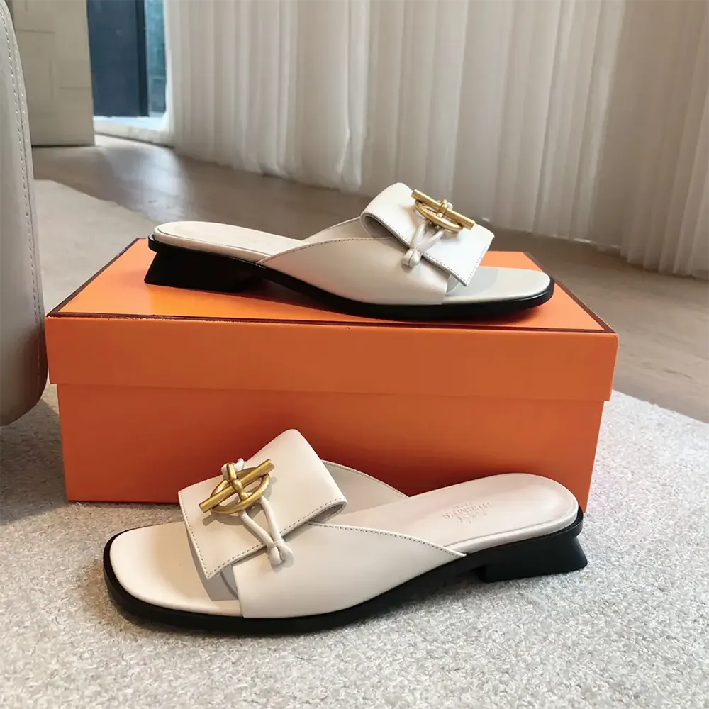 Hermes Women Isle Sandal in Calfskin Leather-White H241145Z - image 5