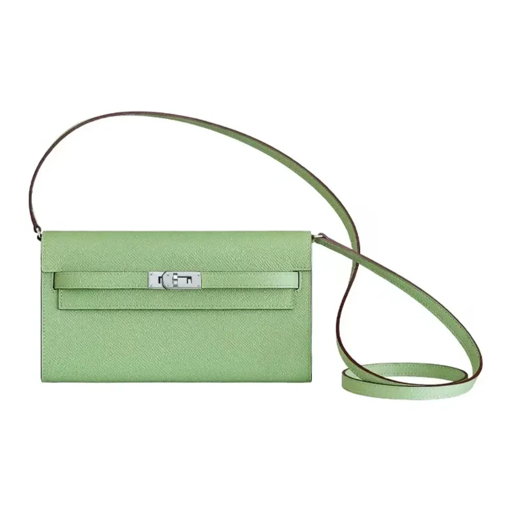 Hermes Women Kelly To Go in Epsom Leather-Green/Silver