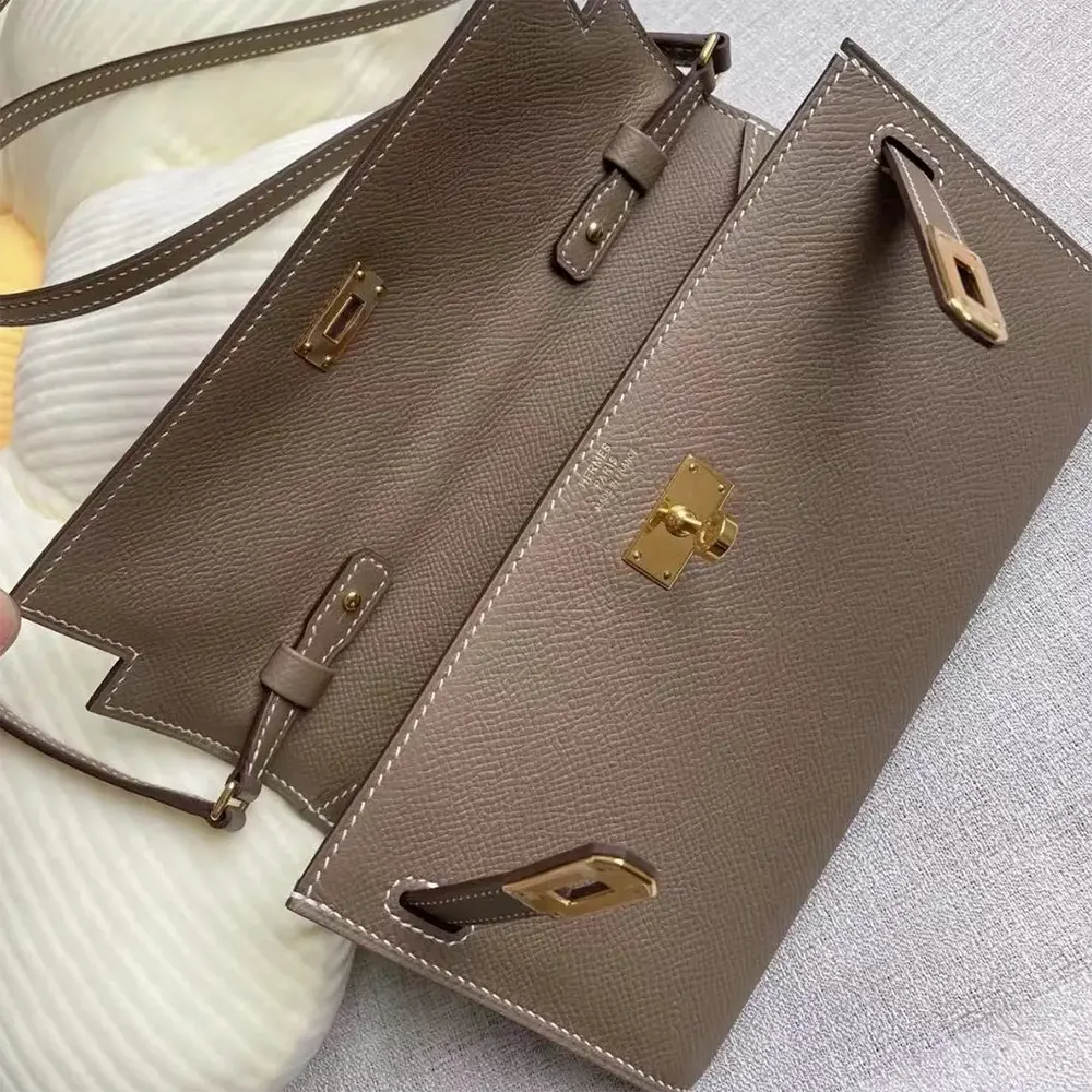 Hermes Women Kelly To Go in Epsom Leather-Grey/Gold - image 7