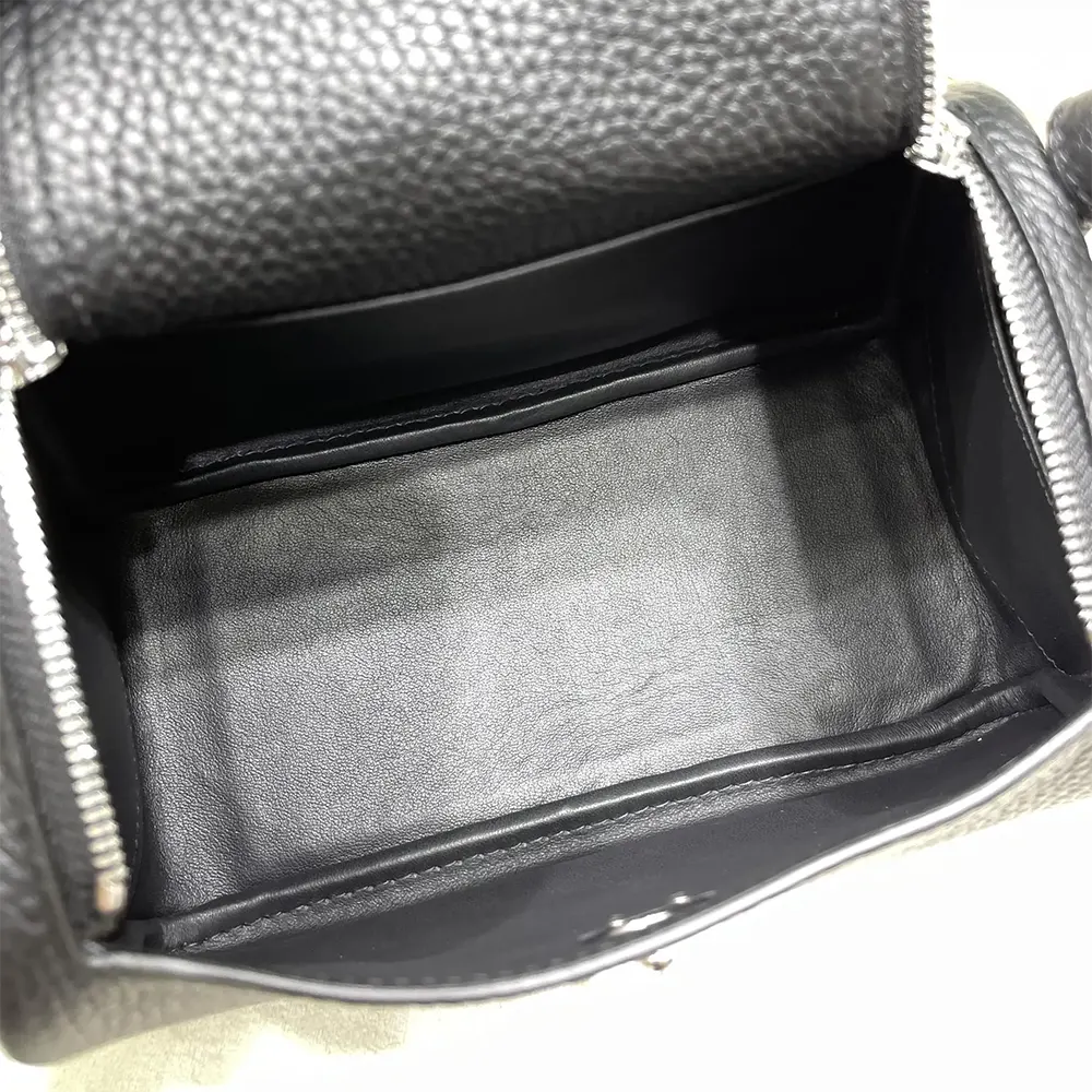 Hermes Women Lindy Mini 19 in Clemence Leather-Black/Silver - image 10