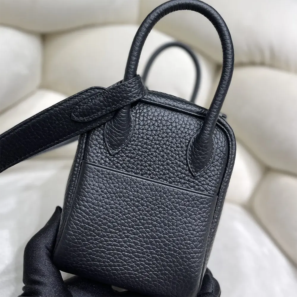 Hermes Women Lindy Mini 19 in Clemence Leather-Black/Silver - image 5