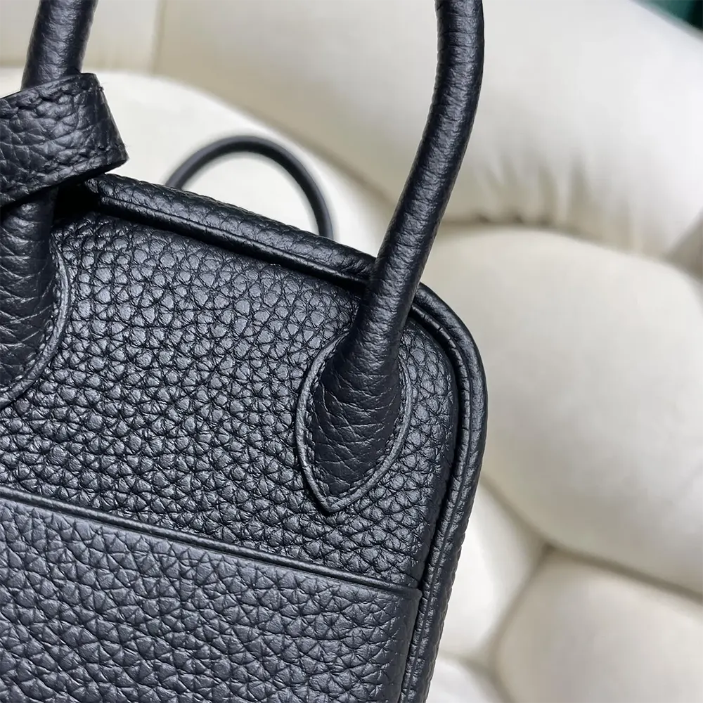 Hermes Women Lindy Mini 19 in Clemence Leather-Black/Silver - image 7