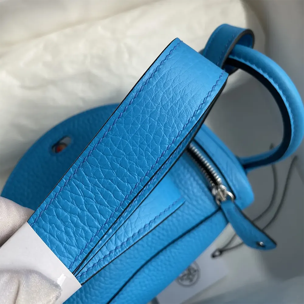 Hermes Women Lindy Mini 19 in Clemence Leather-Blue/Silver - image 9