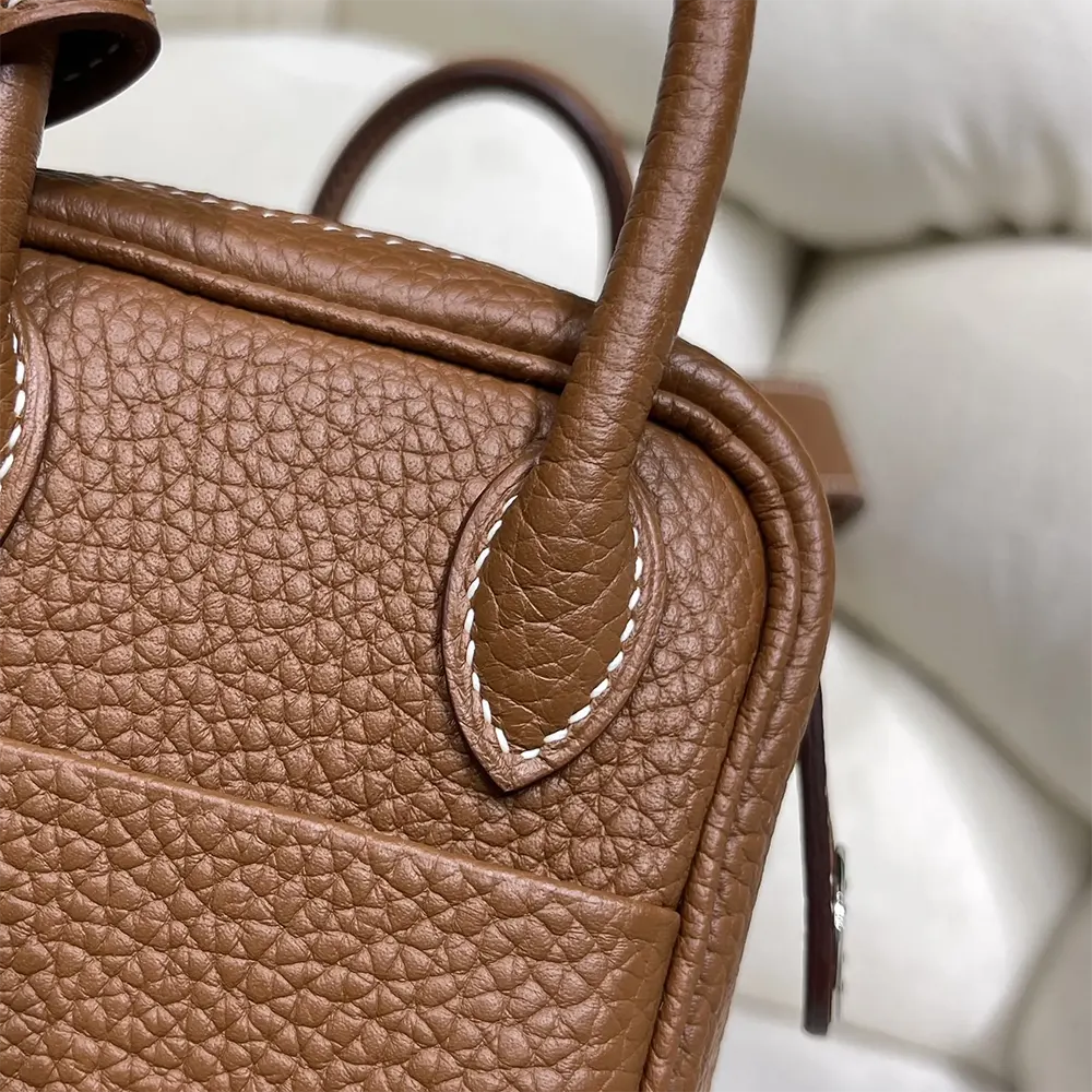 Hermes Women Lindy Mini 19 in Clemence Leather-Brown/Silver - image 7