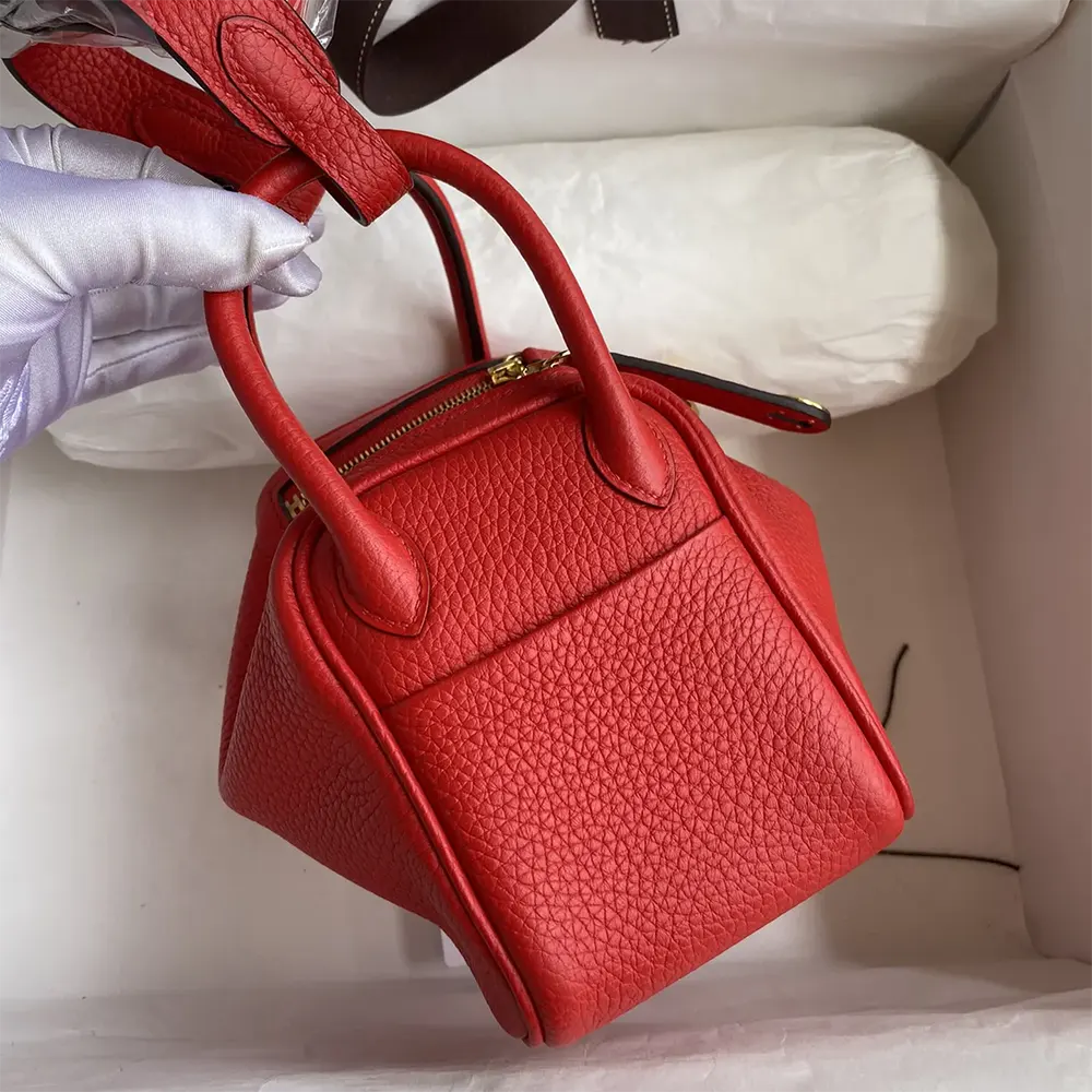 Side profile showing silhouette of Hermes Women Lindy Mini 19 shoulder bag