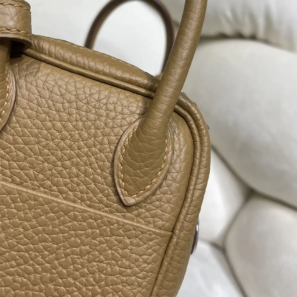 Hermes Women Lindy Mini 19 in Clemence Leather-Sandy/Silver - image 7
