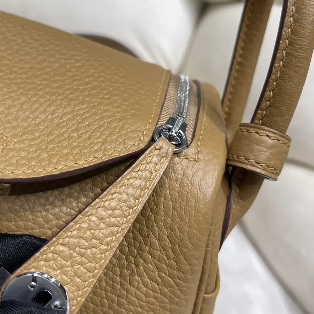Hermes Women Lindy Mini 19 in Clemence Leather-Sandy/Silver - image 8