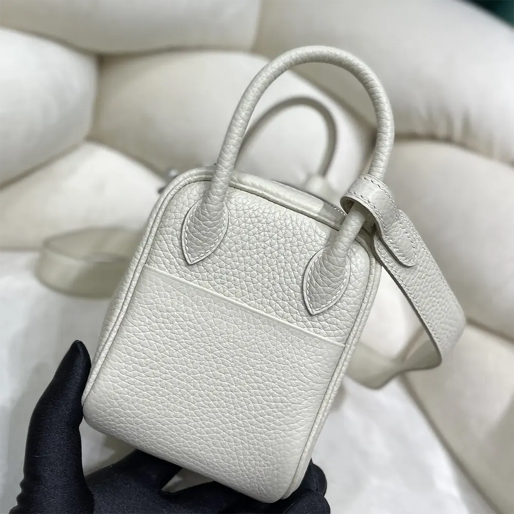 Hermes Women Lindy Mini 19 in Clemence Leather-White/Silver - image 5