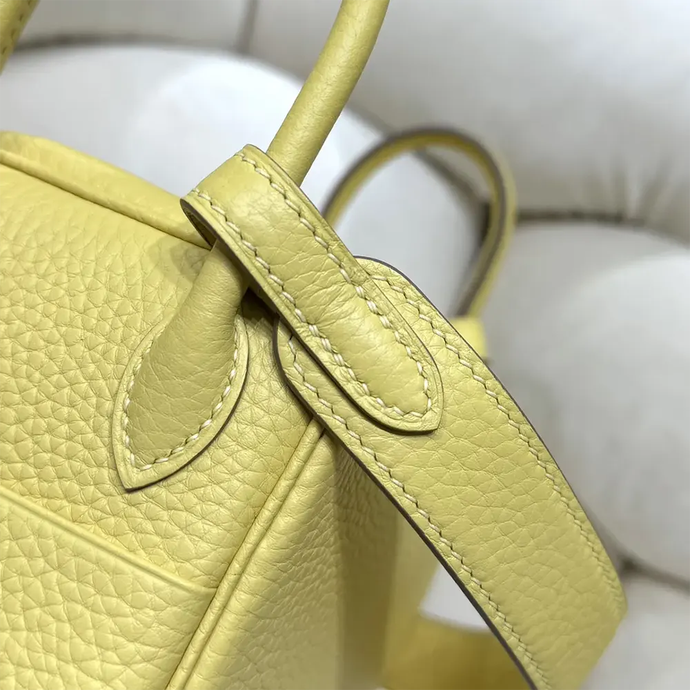 Hermes Women Lindy Mini 19 in Clemence Leather-Yellow/Gold - image 7