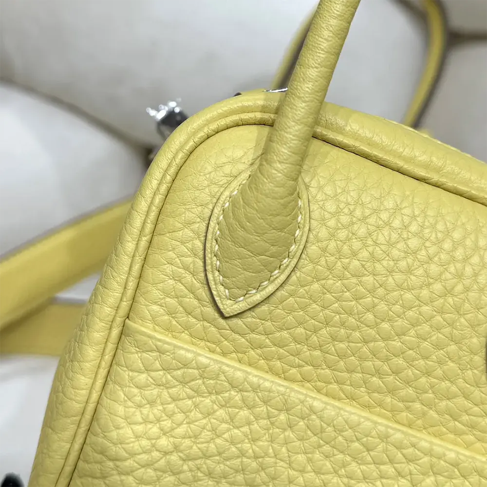 Hermes Women Lindy Mini 19 in Clemence Leather-Yellow/Silver - image 7
