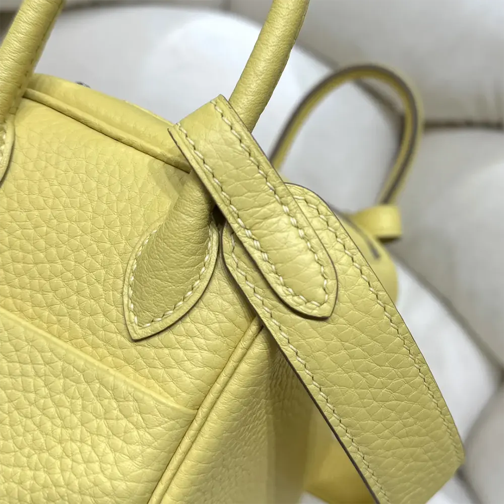 Hermes Women Lindy Mini 19 in Clemence Leather-Yellow/Silver - image 6