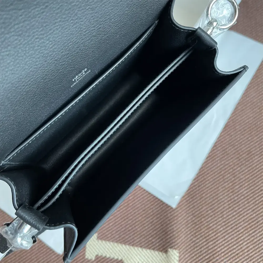 Hermes Women Roulis Mini Bag in Evercolor Calfskin-Black/Silver - image 8