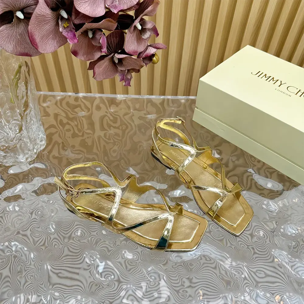 Jimmy Choo Women Ayla Flat Gold Metallic Leather Flats - image 6