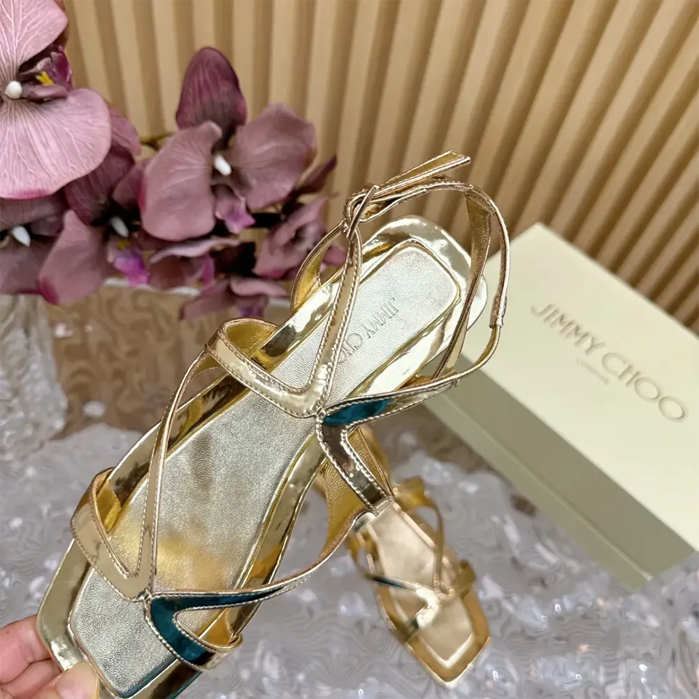Jimmy Choo Women Ayla Flat Gold Metallic Leather Flats - image 9