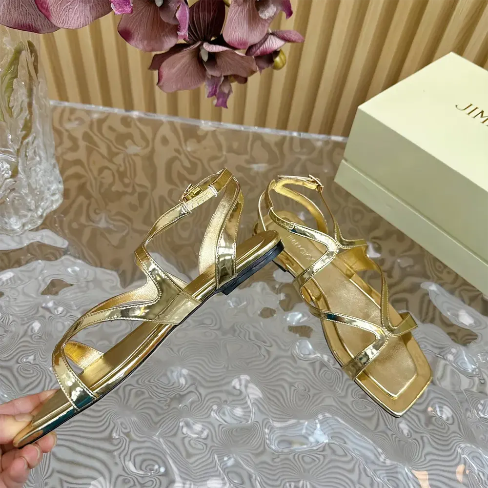 Jimmy Choo Women Ayla Flat Gold Metallic Leather Flats - image 7