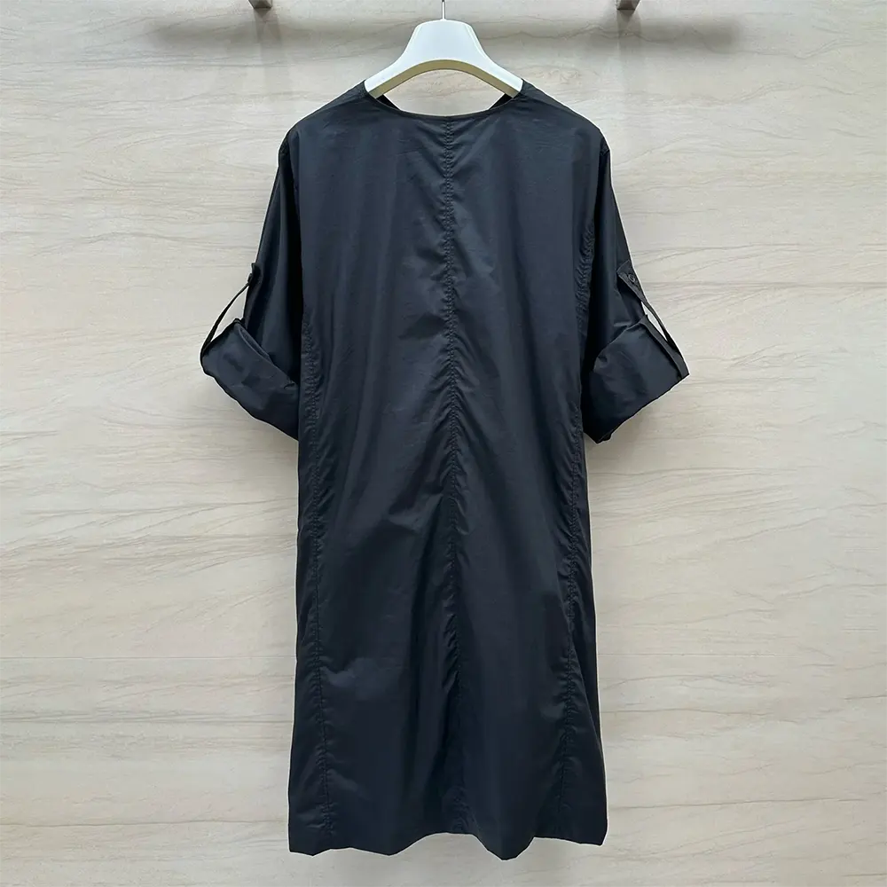 Side angle highlighting Loewe logo on Cotton-Black Pebble Dress