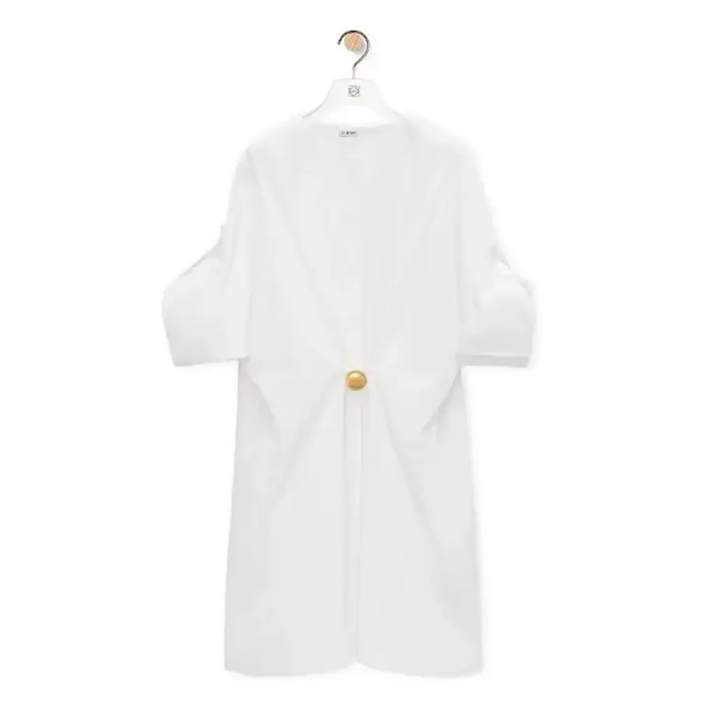 Front view of Loewe Women Pebble Dress in Cotton-White