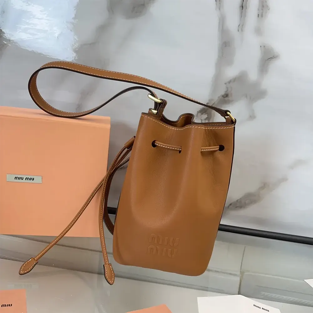 Miu Miu Women Leather Bucket Bag-Black 5BE090_2CRM_F0046_V_OOO - image 5