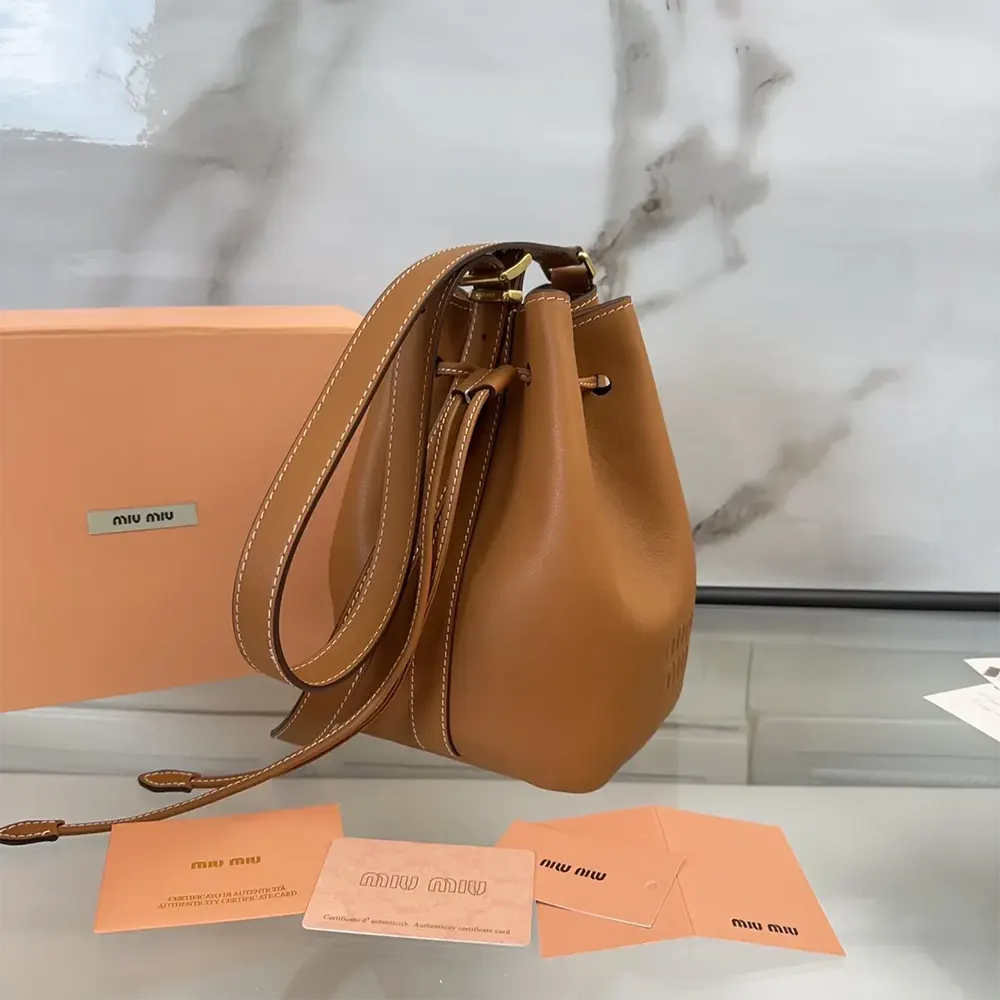 Miu Miu Women Leather Bucket Bag-Black 5BE090_2CRM_F0046_V_OOO - image 4