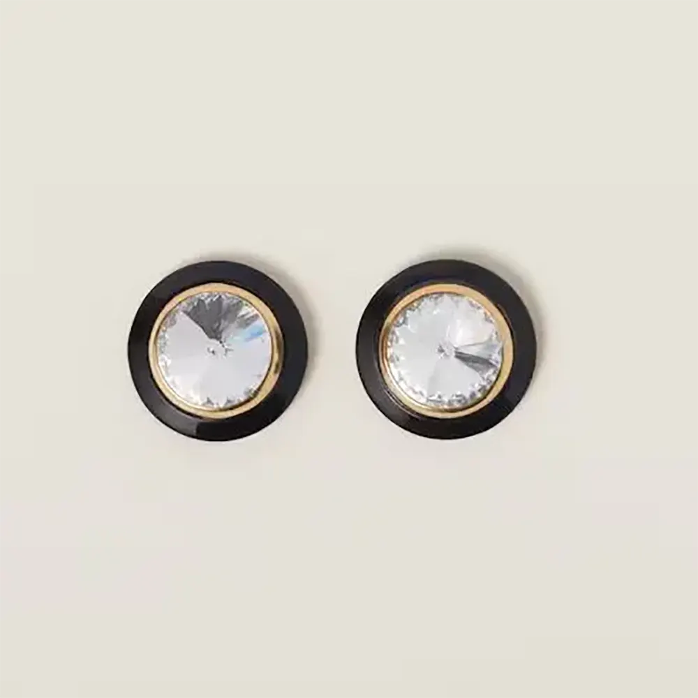 Front view of Miu Miu Women Plexiglas and Metal Earrings in black