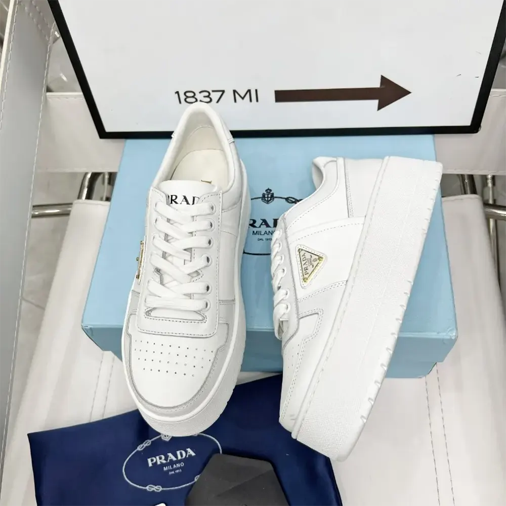 Prada Women Downtown Bold Leather Sneakers - image 4