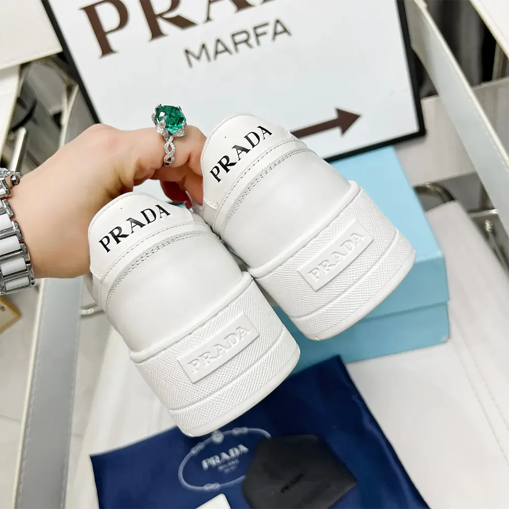 Prada Women Downtown Bold Leather Sneakers - image 9