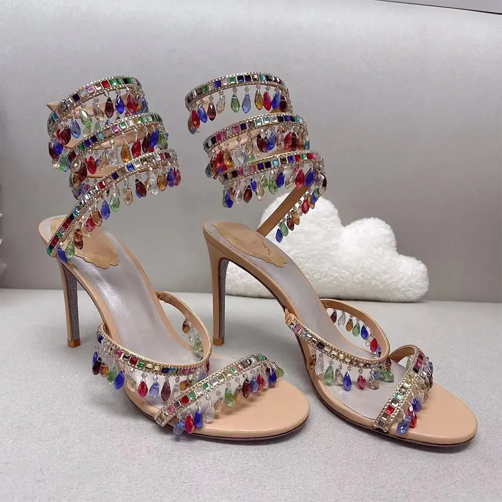 Rene Caovilla Women Chandelier Crystal Sandy Sandal 105 - image 4