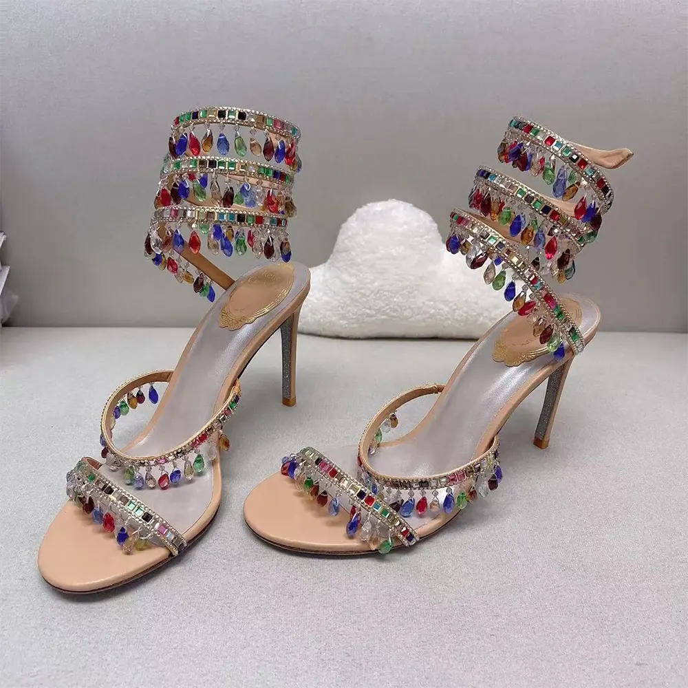 Rene Caovilla Women Chandelier Crystal Sandy Sandal 105 - image 5