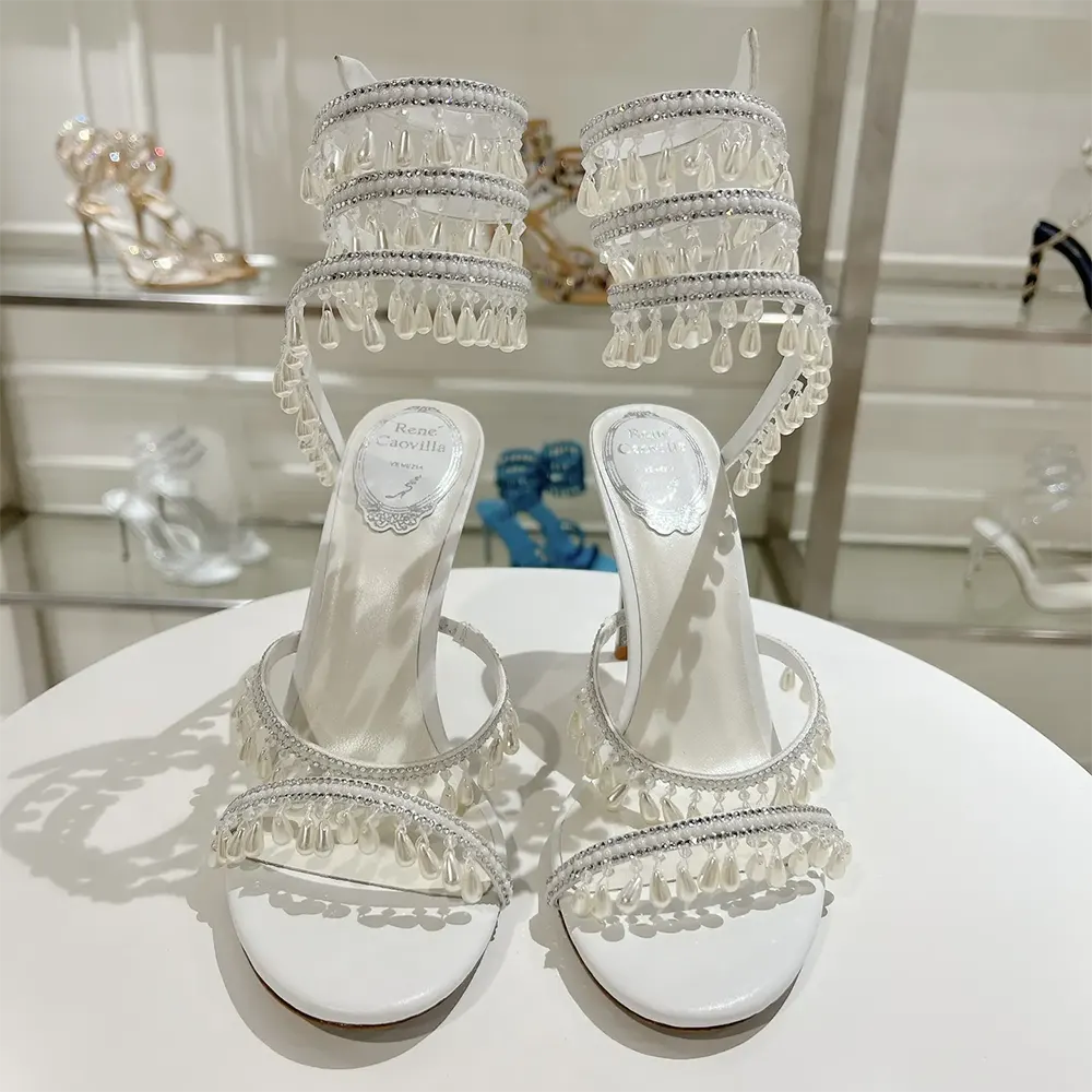 Rene Caovilla Women Chandelier Ivory Sandal 105 - image 5