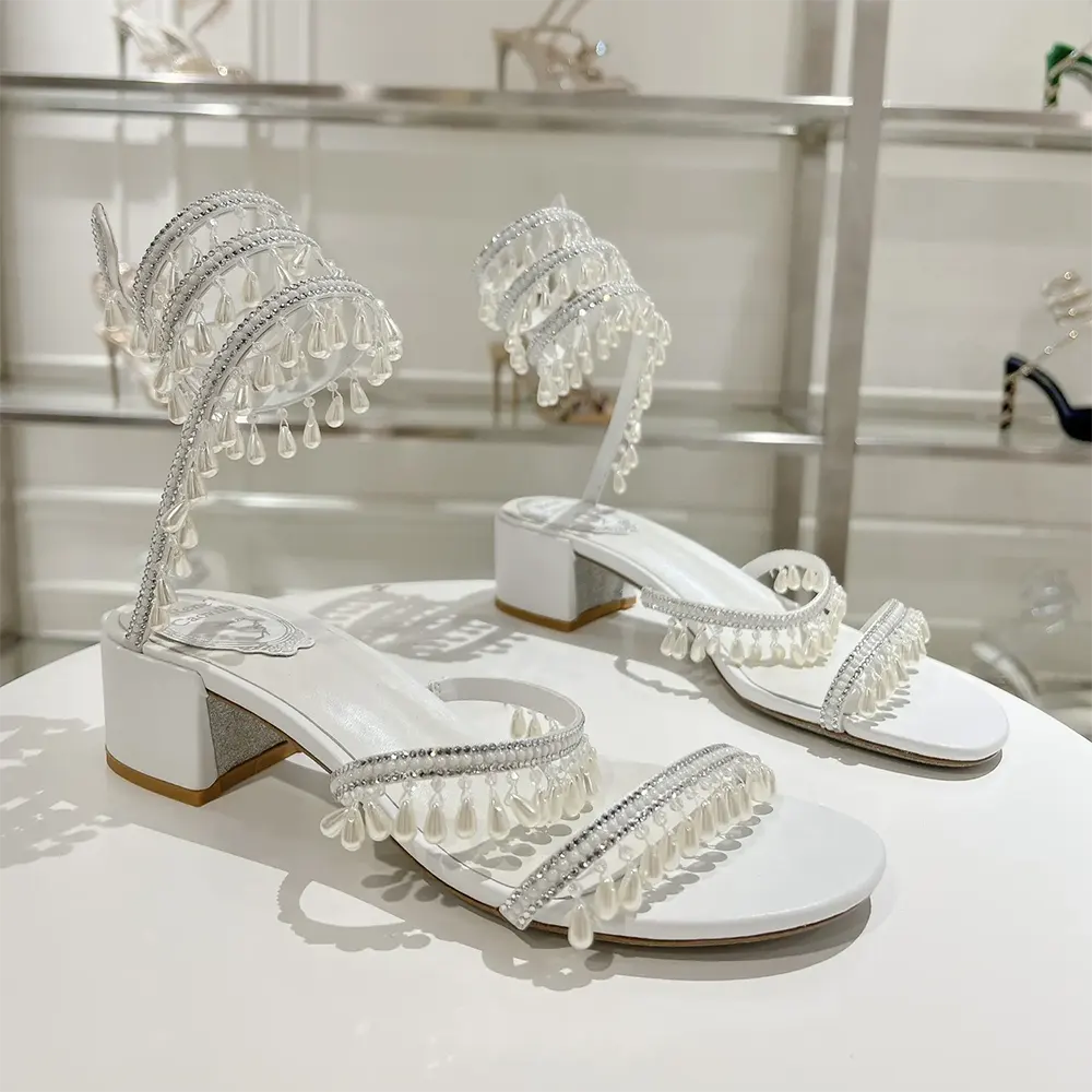 Rene Caovilla Women Chandelier Ivory Sandal 40 - image 5