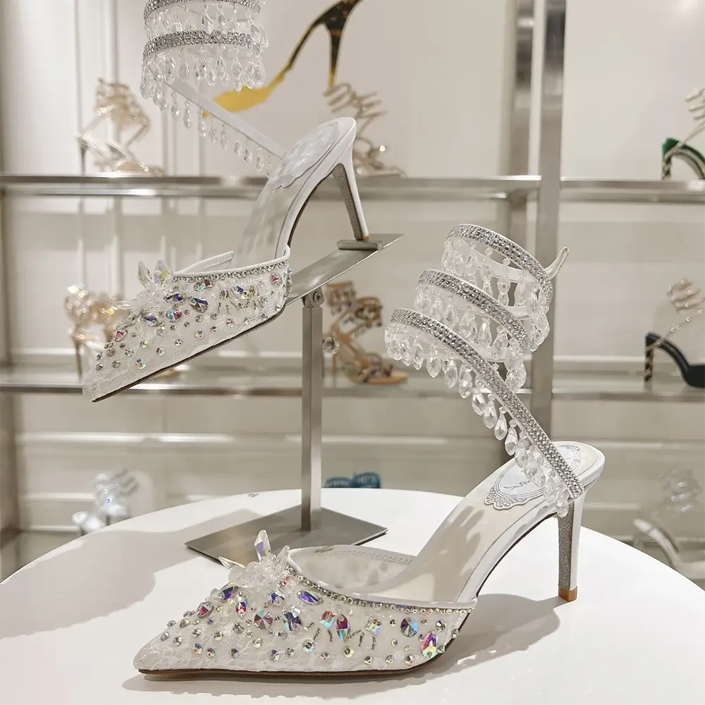 Rene Caovilla Women Chandelier White Pump 80 - image 6