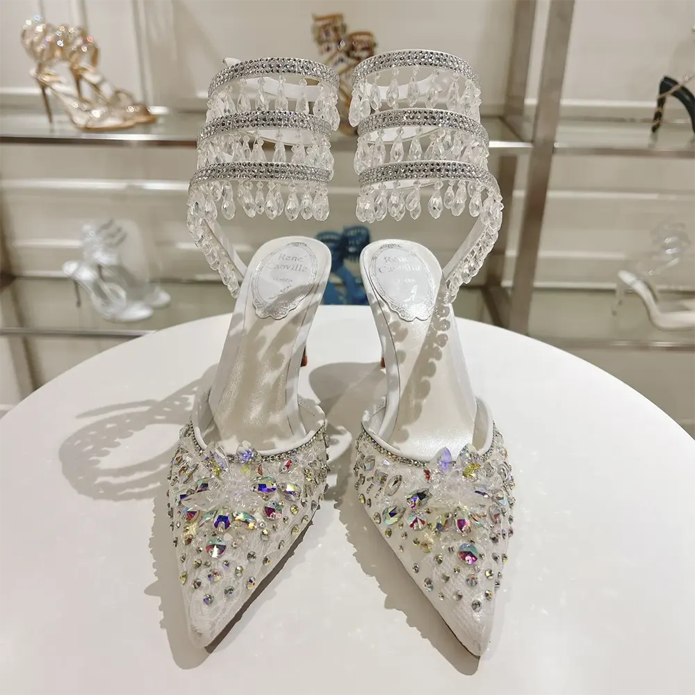 Rene Caovilla Women Chandelier White Pump 80 - image 9