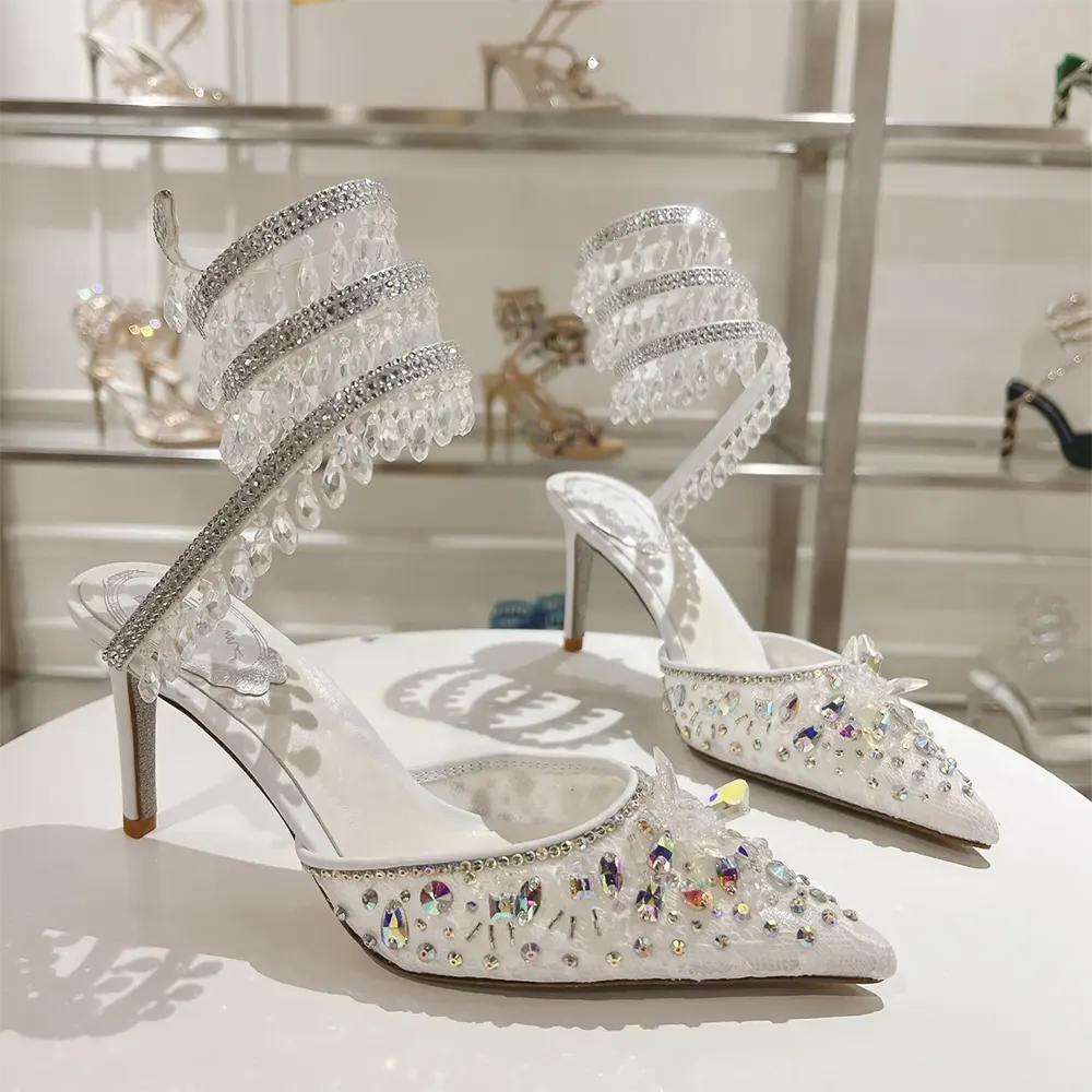 Rene Caovilla Women Chandelier White Pump 80 - image 4