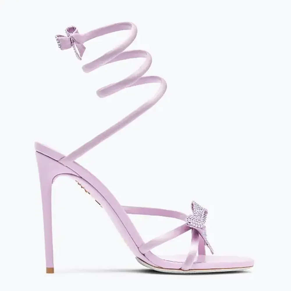 Side profile of Rene Caovilla Women Cleo Mauve Sandal with Bows 105