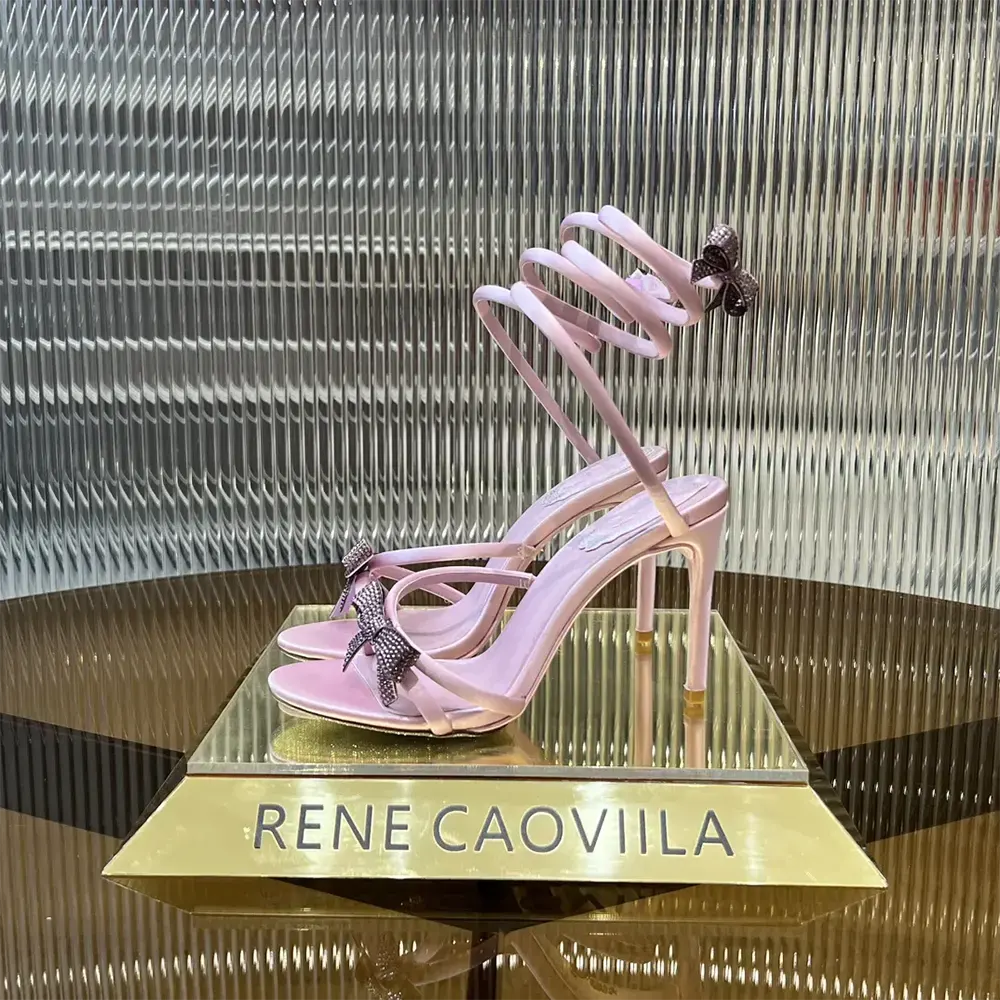 Rene Caovilla Women Cleo Mauve Sandal with Bows 105 - image 4